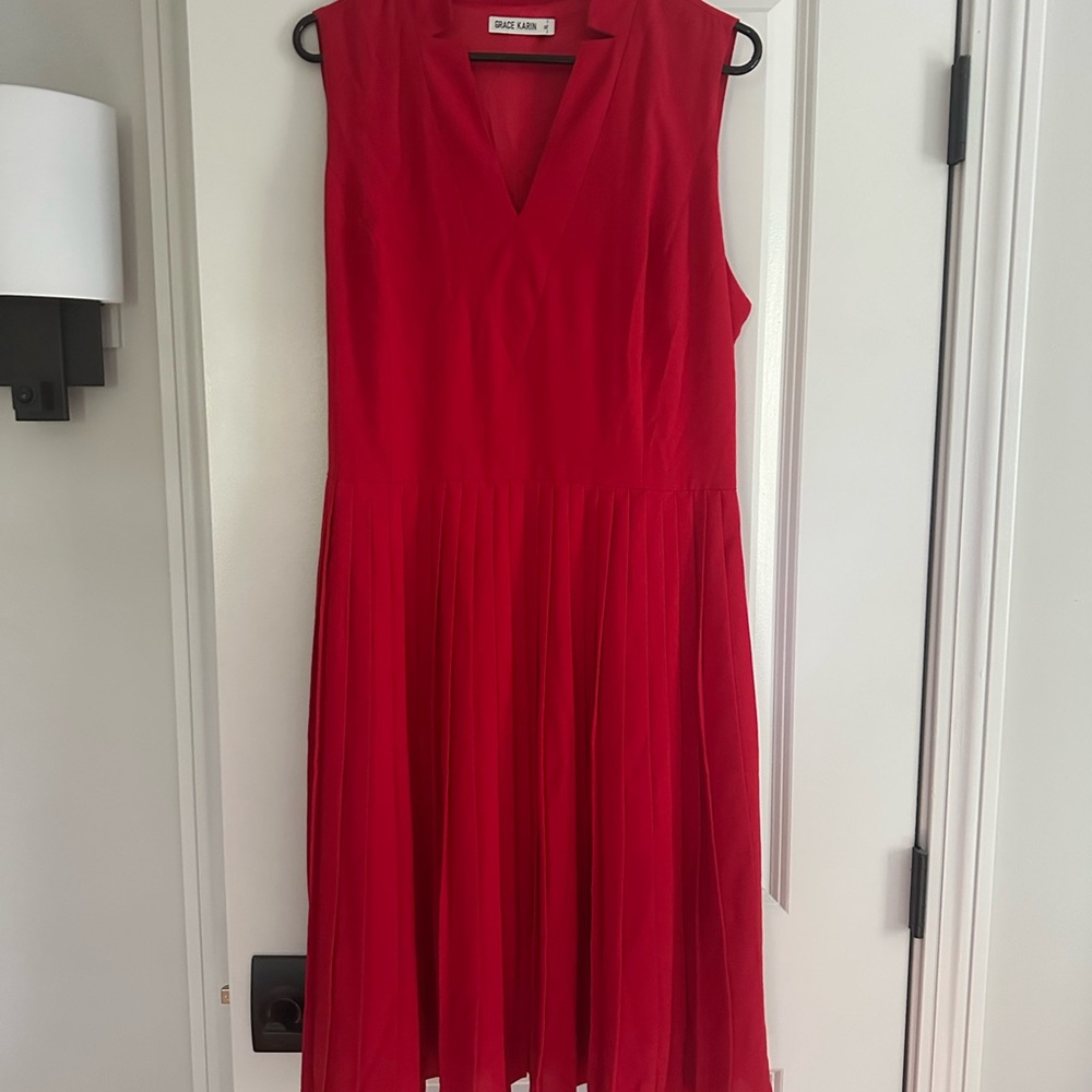 Grace Karin Elegant Red Midi Dress